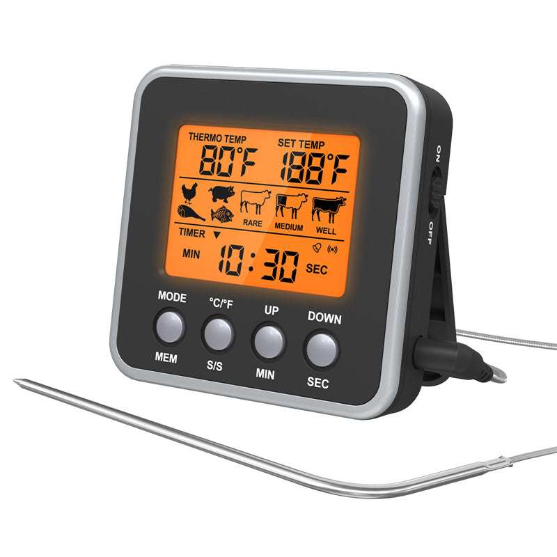 BBQ Thermometer Timer Grilled Meat Kitchen Probe (by quicklify)