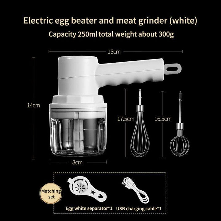 Wireless Portable Electric Meat Grinder Garlic Masher Egg Beater (by quicklify)