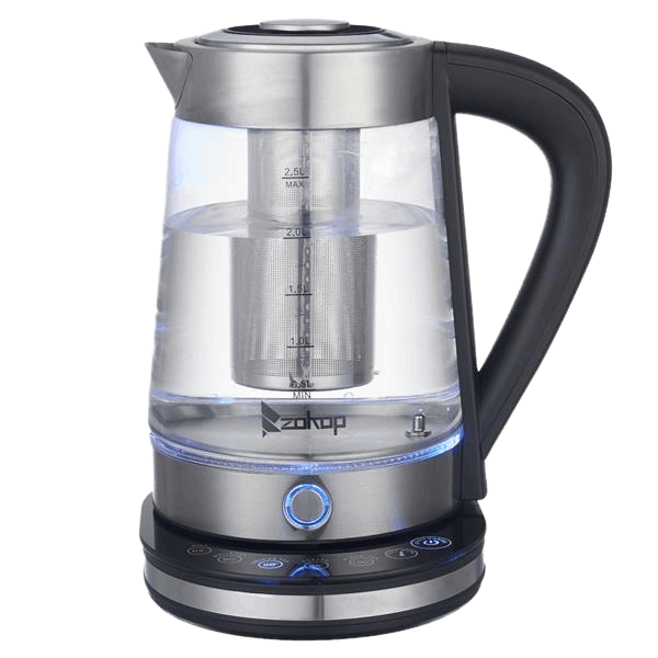 2.5L Blue Glass Electric Kettle with Filter (by quicklify)