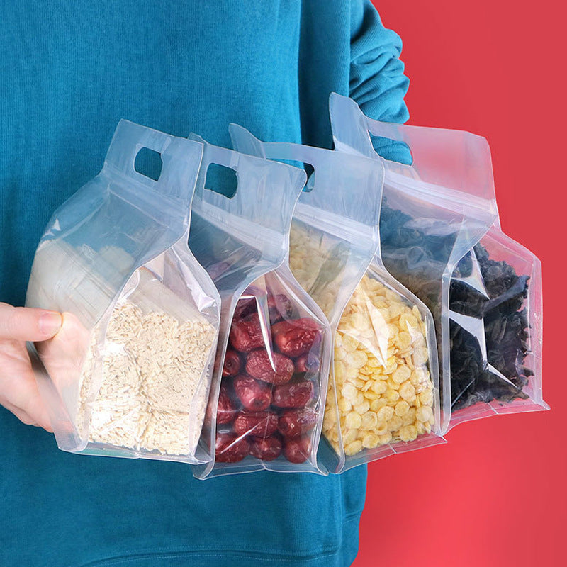 10PCS portable transparent food self sealing self standing bag nut non degradable plastic sealing bag
