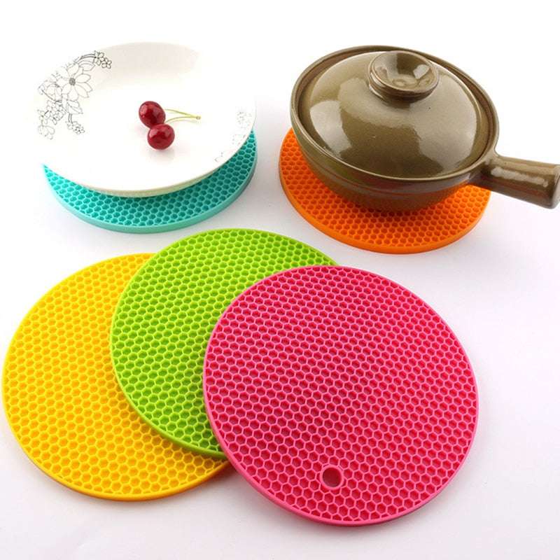 2pc Round Heat Resistant Silicone Mat Drink Cup Anti-slip Coasters Pot Holder (by quicklify)
