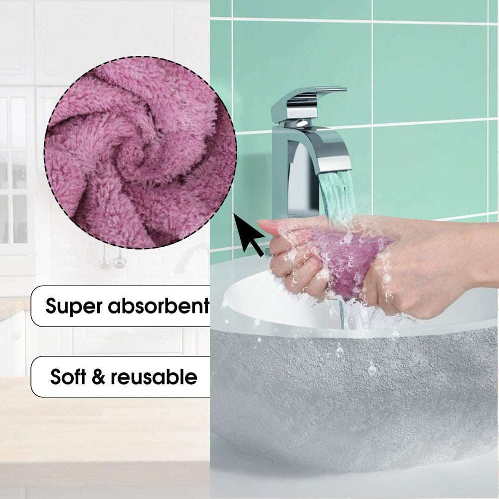 5 microfiber towels absorbent kitchen cleaning cloth non-stick oil dish towel dishcloth tableware household cleaning towel (by quicklify)