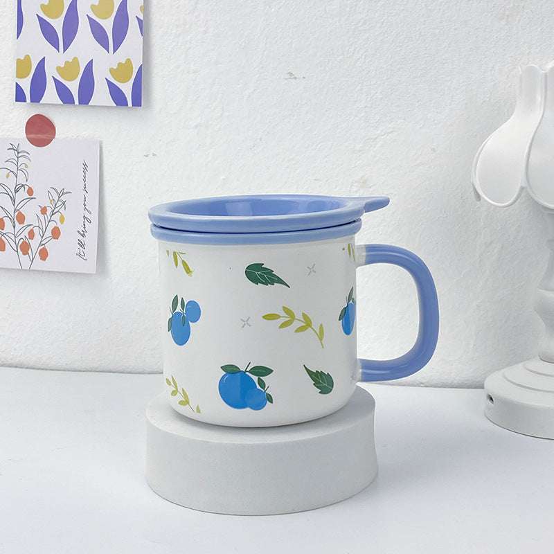 New Korean Style Cartoon Ceramic Mug Cup With Lid (by quicklify)