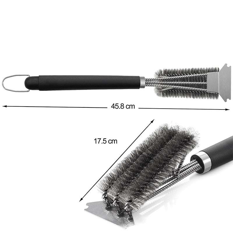 BBQ Stainless Steel Grill Barbecue Kit Cleaning Brush (by quicklify)