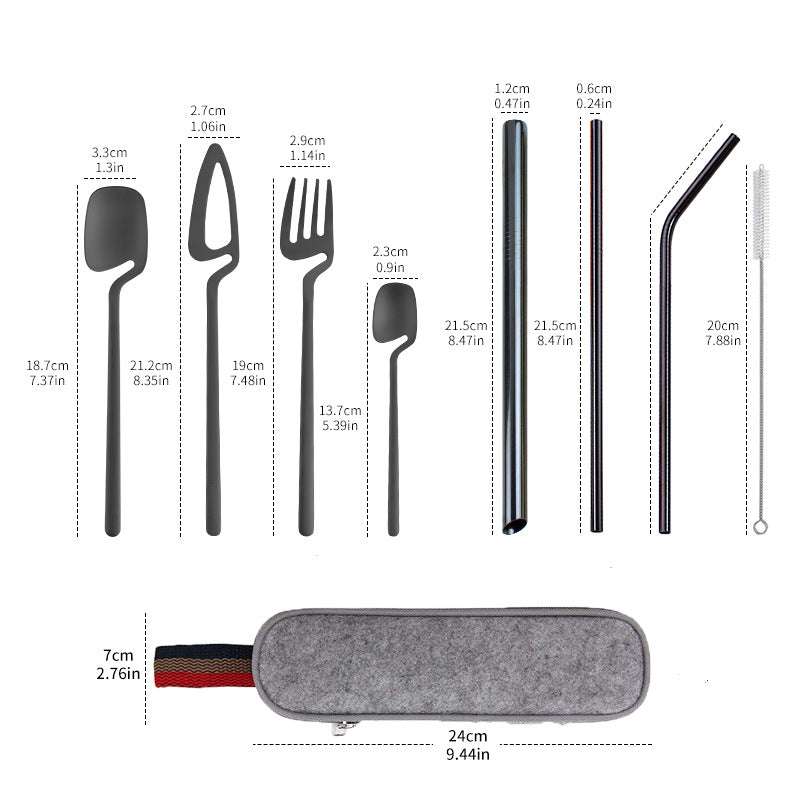 Outdoor Portable 304 Stainless Steel Knife Fork Spoon Tableware Set (by quicklify)