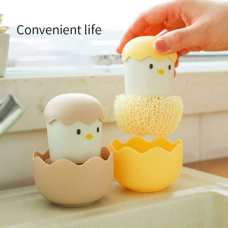 Kitchen Pot Cleaning Brush Cartoon Detachable Egg Shell Dish Cleaning Ball (by quicklify)