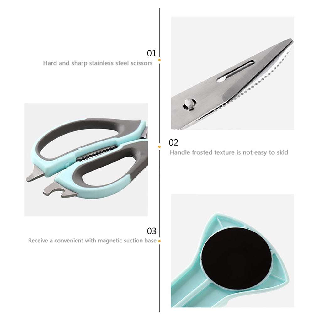 Kitchen Multifunctional Bone Cutter Shear Scissors With Magnetic Storage Bag (by quicklify)
