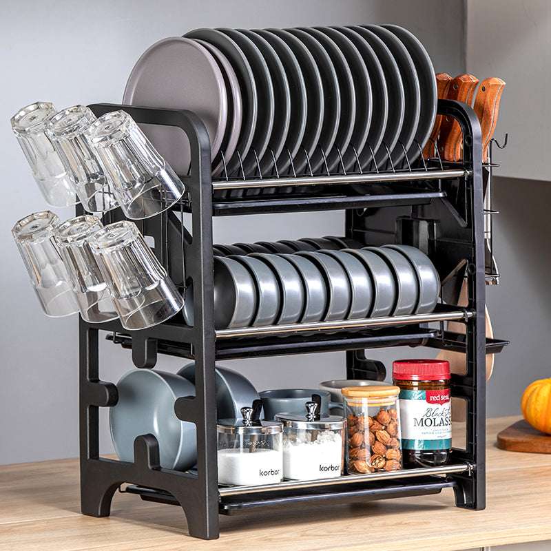 2 Layers Stainless Steel Dish Bowl Drain Storage Rack (by quicklify)