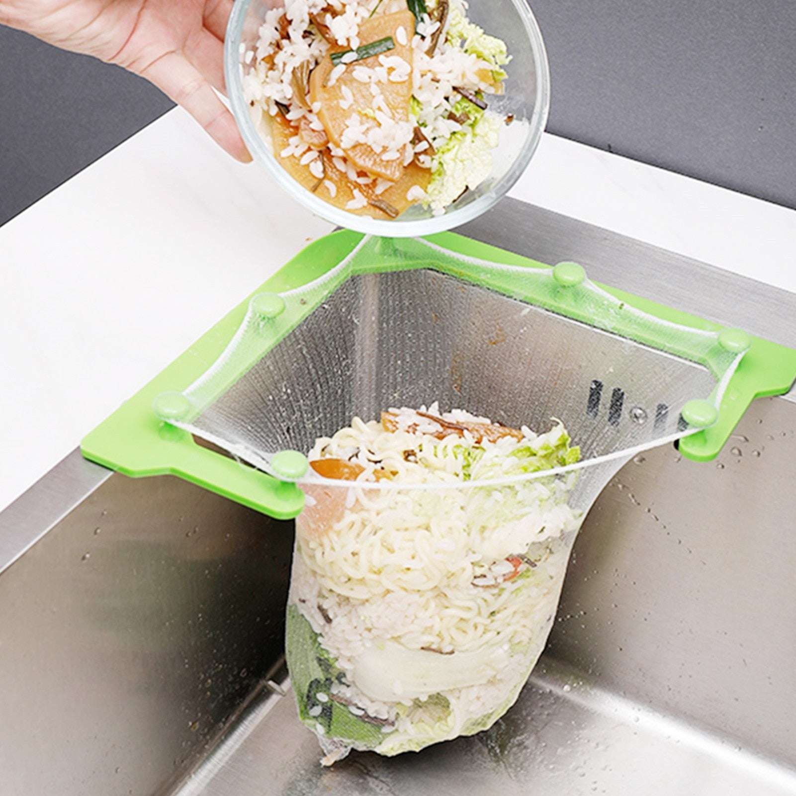 Kitchen Triangular Sink Strainer Drain Vegetable Fruit Drainer Basket Suction Cup Rack (by quicklify)