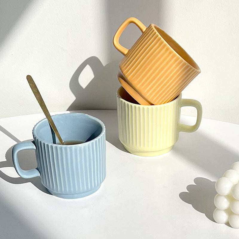 Macaron Candy-Colored Ceramic Mug Coffee Water Cup (by quicklify)