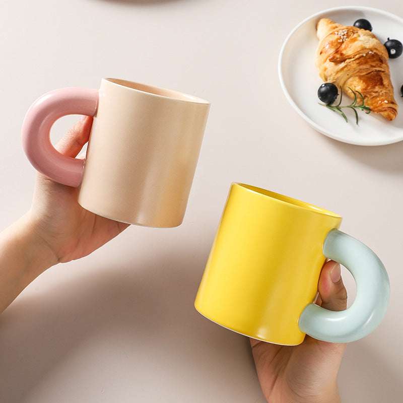 Thick Handle Ceramic Cup High-Value Mug Creative Couple Water Cup (by quicklify)