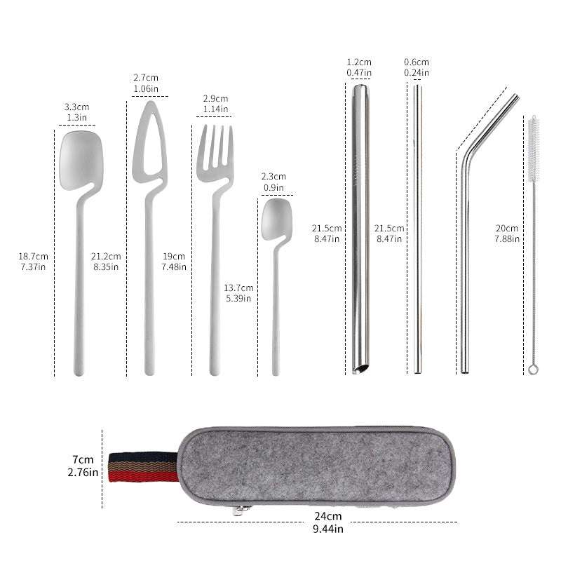 Outdoor Portable 304 Stainless Steel Knife Fork Spoon Tableware Set (by quicklify)