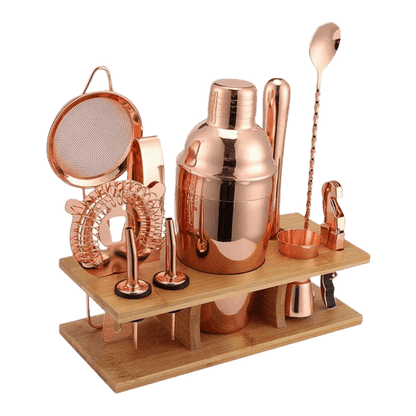 Stainless Steel Wooden Frame 11-piece Cocktail Wine Set (by quicklify)