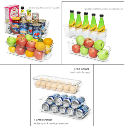 6 Pcs Refrigerator Clear Plastic Storage Bins Food Organizer Bins with Handles (by quicklify)
