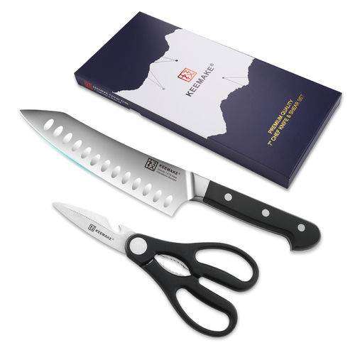 2Pcs Chef Knife Set Stainless steel Kitchen Shears Scissors (by quicklify)