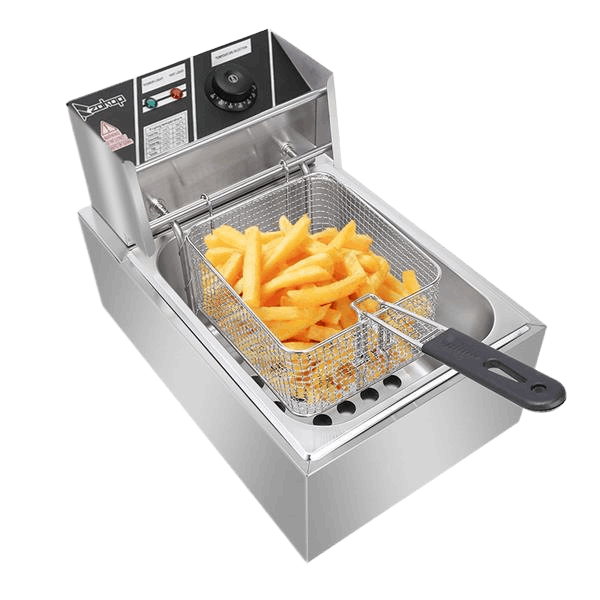6L Stainless Steel Single Cylinder Electric Fryer US Plug (by quicklify)