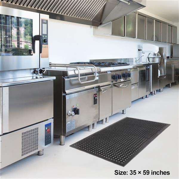 Bar Kitchen Industrial Multi-functional Anti-fatigue Drainage Rubber Non-slip Hexagonal Mat 150*90cm (by quicklify)