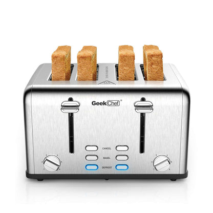 Geek Chef Stainless Steel Extra-Wide Slot Toaster with Dual Control Panels (by quicklify)