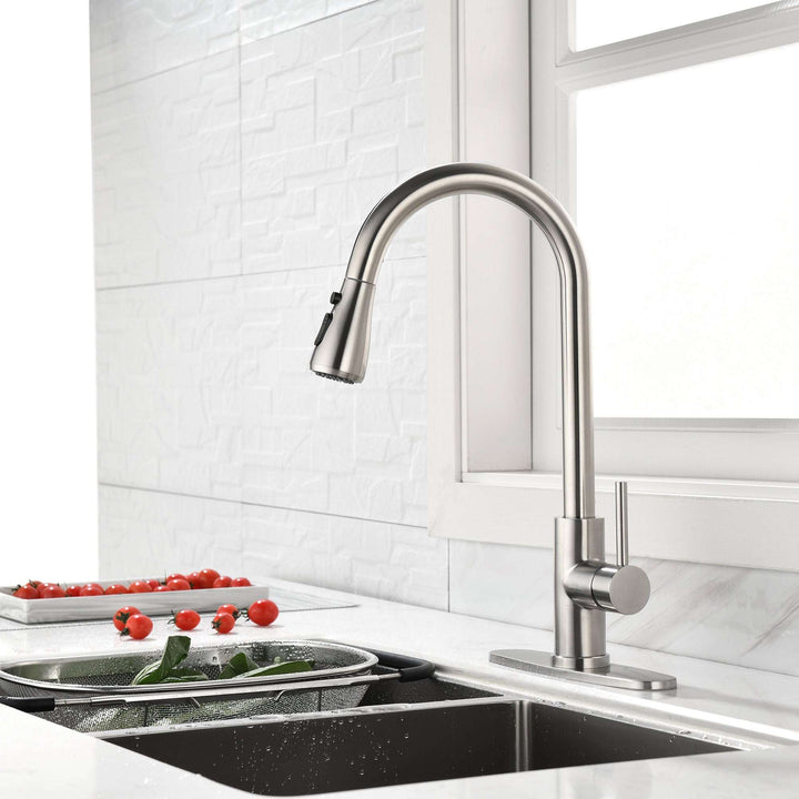 Single Handle High Arc Kitchen Faucet with Pull Down Sprayer (by quicklify)