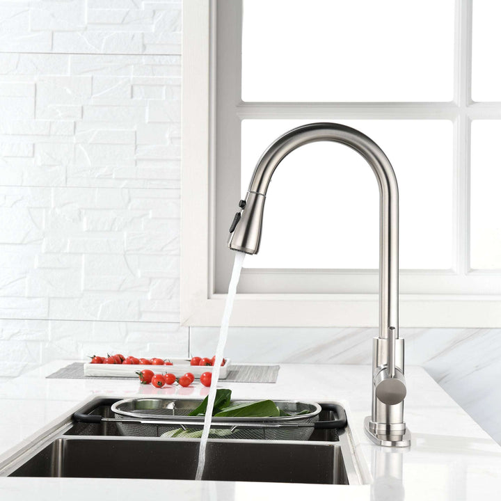 Single Handle High Arc Kitchen Faucet with Pull Down Sprayer (by quicklify)