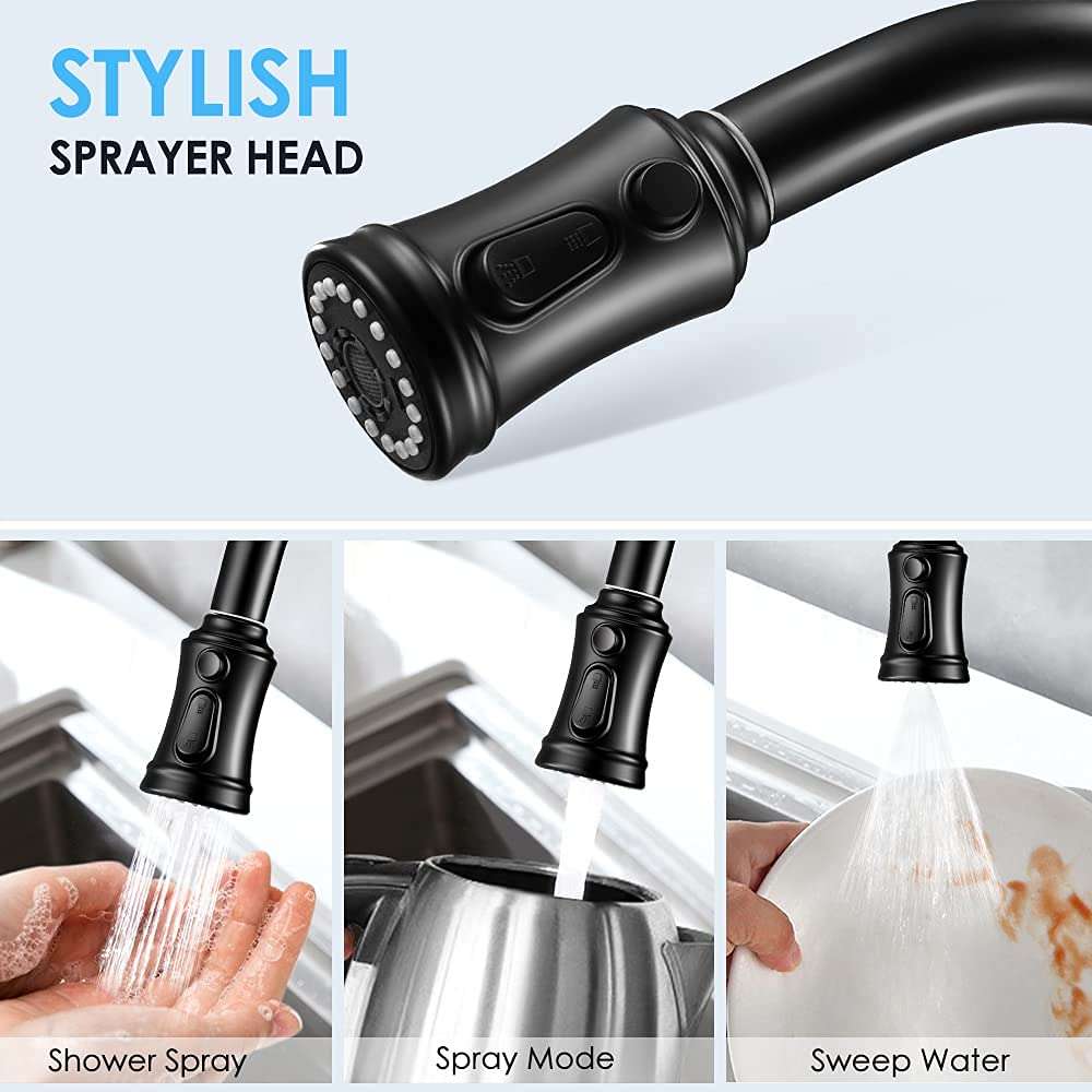 3 Modes 360° Rotation Pull Down Sprayer Kitchen Tap Faucet Head (by quicklify)