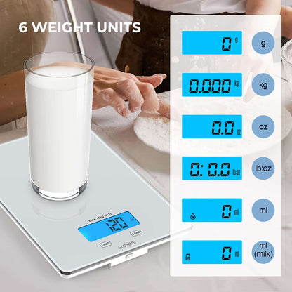 USB Rechargeable Waterproof Kitchen Food Scale with Weight Grams and OZ for Precise Graduation (by quicklify)