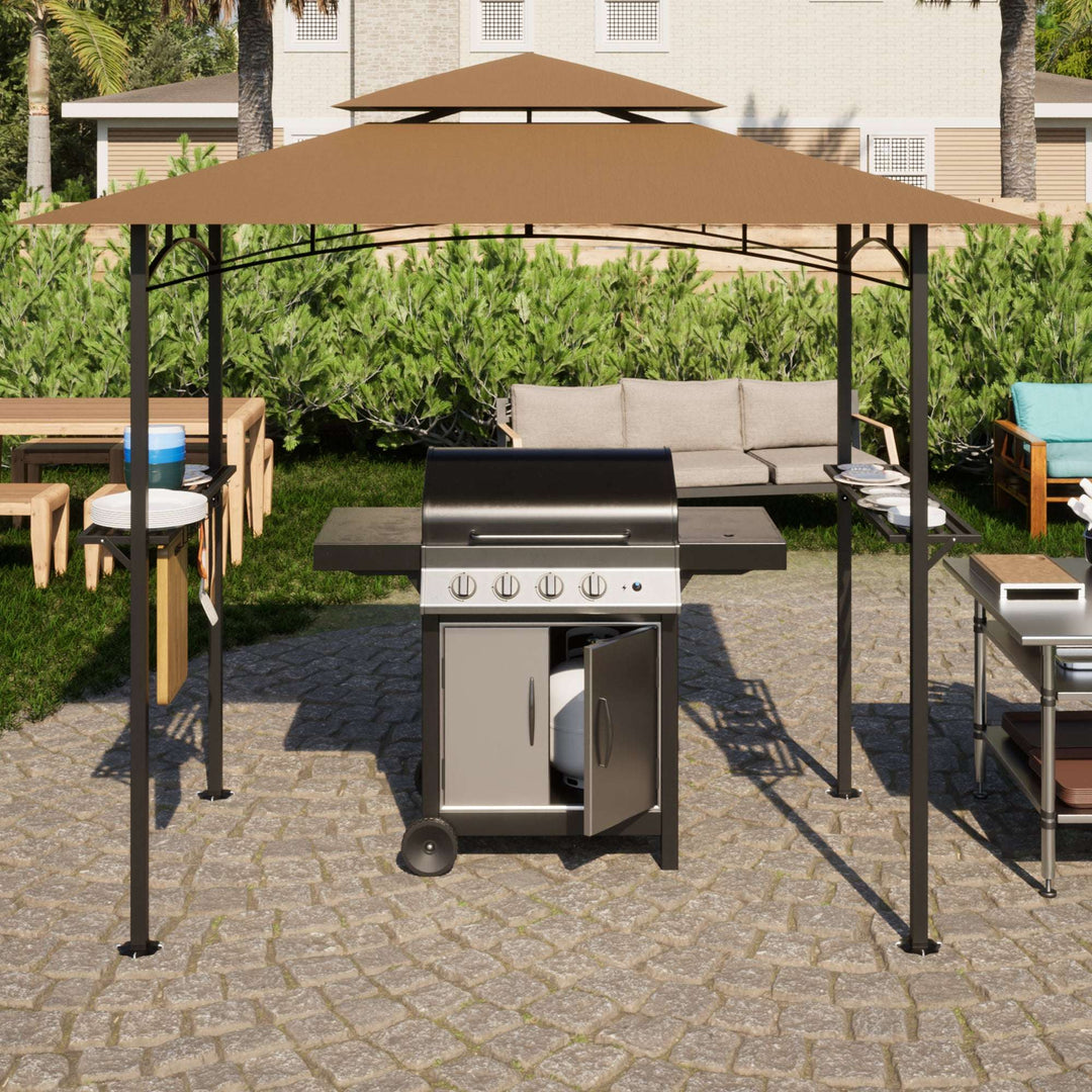 Grill Pergola Tent with Air Vent Double Tiered BBQ Gazebo Outdoor Barbecue Canopy (by quicklify)