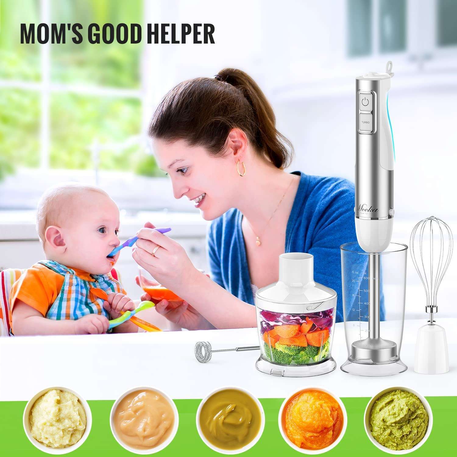 5 in 1 Multi-Purpose Immersion Hand Blender Set (by quicklify)